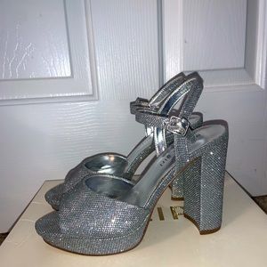 Madden Girl Silver Sparkly Heels
